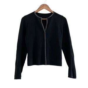 Vintage Gucci Tom Ford Spring 2000 Wool Leather Trim V-neck Blouse SS00